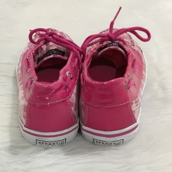 Sperry top sider girls pink shimmering animal print shoes size 4 - Picture 4 of 6